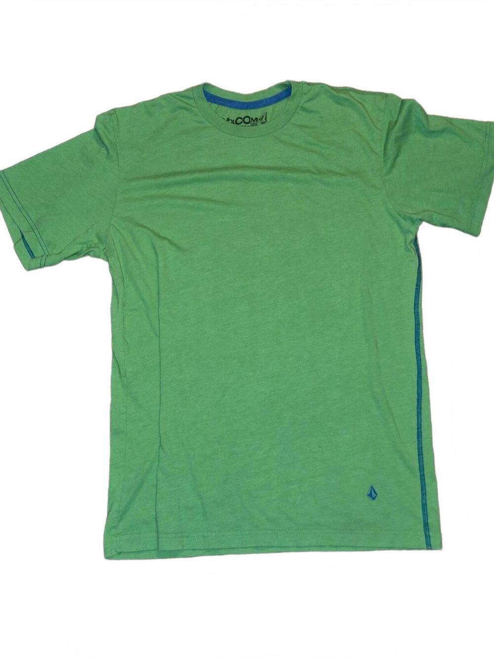 Y2K volcom Shirt Mens XL Green Slim Fit plain vintage Skater Grunge
